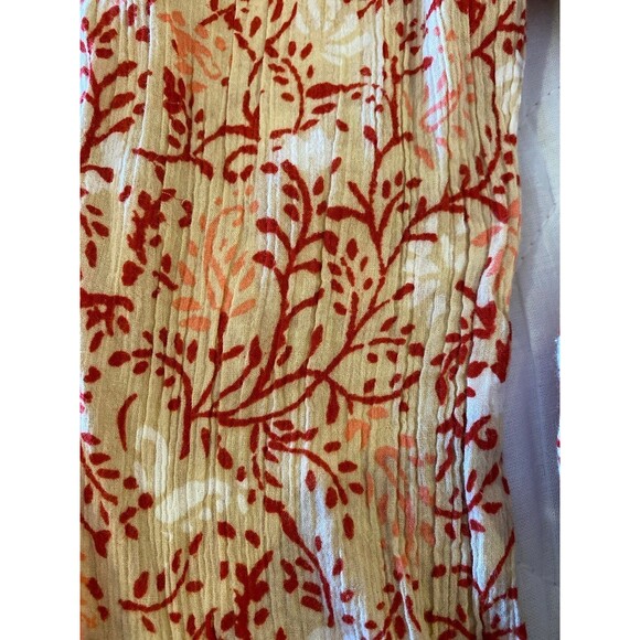 Old Navy Blouse Size Medium Top Orange Red Long Sleeve V Neck Textured Cotton - Picture 11 of 11